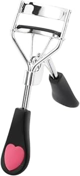 Eyelash Curlers Stainless Steel with Built-in Comb Pinch Pain-Free for All Eye Shapes 5 Silicone Refill Pads Light Pink (Black)