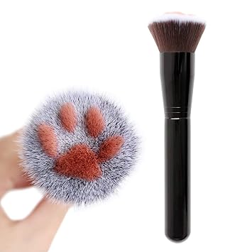 AKOAK Paquete de 1 cepillo de maquillaje único y lindo de pata de gato, cepillo multifuncional de fibra suave para polvo suelto y brocha para rubor, utilizado para polvo facial, rubor, sombra y