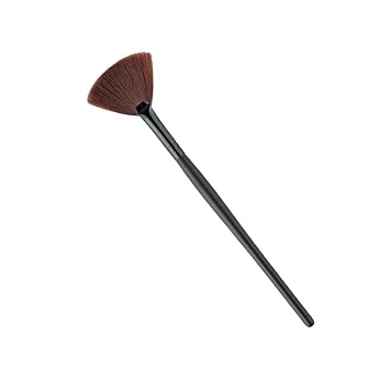Black Fan Makeup Brush for Face Powder and Highlighter Finishing