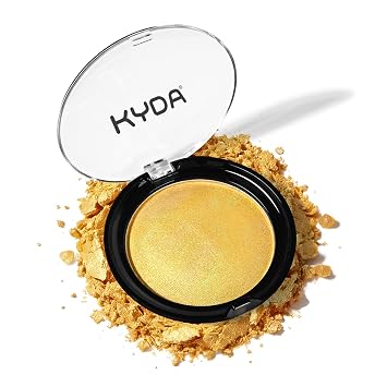 KYDA Paleta de resaltadores horneados, resaltador dorado brillante para piel madura, color brillante para construir, cobertura suave de larga duración, mezcla sin problemas, paleta de maquillaje con
