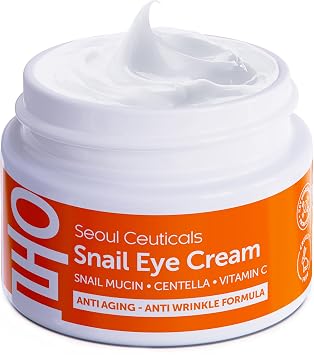 SeoulCeuticals Crema de ojos de mucina de caracol coreano - 97.5% Caracol Filtrate K Beauty Anti Envejecimiento Bajo los Ojos Anti Arrugas Tratamiento Crema 0.5oz