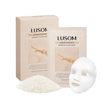 LUSOM Máscara de hoja brillante de esencia de arroz fermentado, 10 hojas
