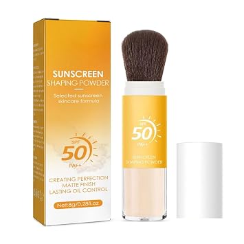 Polvo fijador de protección solar en polvo, SPF 50, translúcido, polvo de acabado de cepillo mineral, control de aceite, polvo spf, acabado mate, polvo suelto, maquillaje en polvo para mujeres y