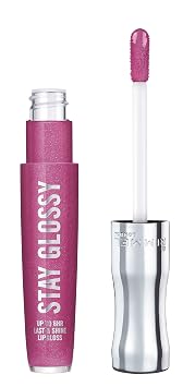 Rimmel Brillo labial Stay Glossy - Fórmula no pegajosa y ligera para el color y brillo de labios - 185 Grapevine Groove, 0.18 onzas
