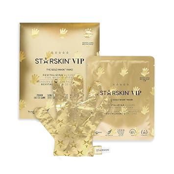 STARSKIN Mascarilla VIP Gold para manos, mascarilla de mano revitalizante para todo tipo de piel, cuidado de la piel coreano, hidratante e hidratante con manteca de karité y aceite de rosa búlgaro, K