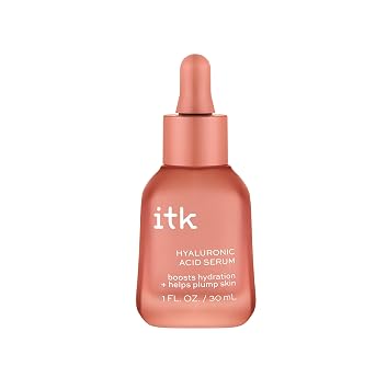 ITK - Suero de ácido hialurónico con niacinamida y escualano, suero antienvejecimiento hidratante y abundante para la cara, suero facial hidratante de humedad profunda para piel sensible y seca, vegano + libre de crueldad, 1 onza líquida