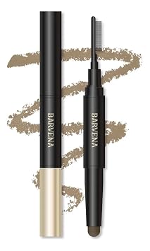 BARVENA - Lápiz de cejas 2 en 1 de doble punta con cepillo de bobina, lápiz de cejas impermeable a prueba de manchas para rellenar, dar forma y definir, maquillaje retráctil de cejas de larga duración