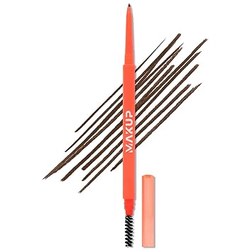 Makup Beauty Skinny Brow - Lápiz de cejas ultrafino, impermeable, preciso micro lápiz de cejas que crea trazos parecidos al cabello para cejas completas y naturales, de color marrón medio a oscuro (morena)