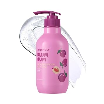 TONYMOLY Plum Bum Peptide & Glycerin - Gel de baño coreano para mujeres, 13.5 onzas líquidas