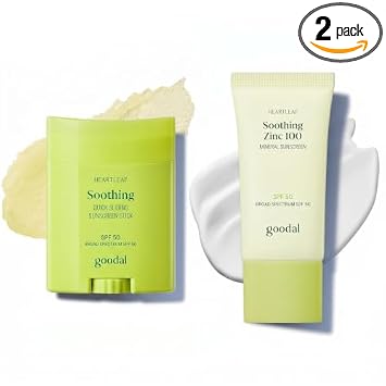 [Paquete] Goodal Heartleaf - Protector solar deslizante rápido calmante + Heartleaf calmante zinc 100 mineral protector solar