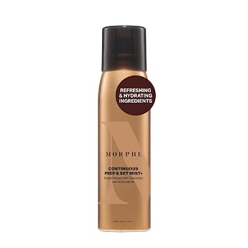 Morphe Spray fijador de preparación continua y fijación, espray hidratante para maquillaje y preparación de la piel, enriquecido con ceramidas y antioxidantes para un acabado radiante (2.8 onzas)