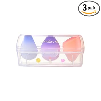 The Crème Shop Next Gen - Juego de esponjas de maquillaje, esponja de belleza para mezclar y aplicar base, cobertura completa, herramienta de maquillaje profesional sin rayas (multicolor) (paquete de