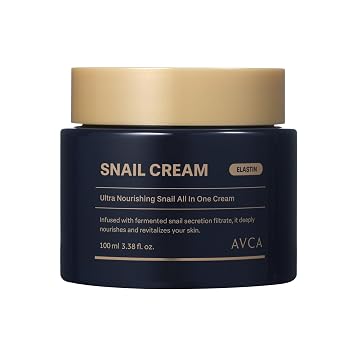 AVCA Caracol Mucin Crema hidratante facial 3.4 fl oz (3.38 fl. oz) – Cuidado de la piel coreano hidratante antienvejecimiento, ayuda a mejorar la elasticidad y las líneas finas con HA y colágeno
