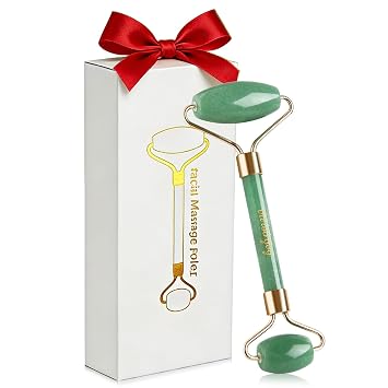 Rodillo facial de piedra brasileño extra grueso y pesado, 100% auténtico, diseño reforzado antiroturas sin chirridos para deshinchar y reafirmar la piel, caja de regalo ideal para el cuidado