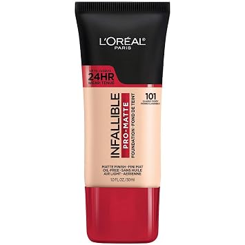 L'Oreal Paris Cosmetics Makeup Infallible Pro-Matte Liquid Longwear Foundation, Classic Ivory, 1 onza líquida