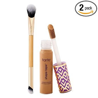 tarte corrector con cinta adhesiva para contornear y cepillo – Cobertura completa instantánea para debajo de los ojos, ojeras, líneas finas, enrojecimiento y decoloración, probado por dermatólogos