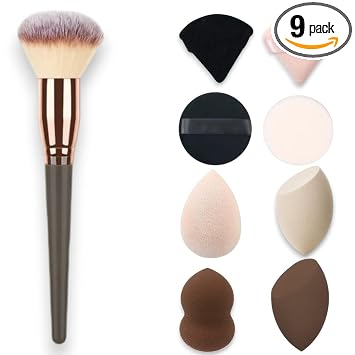 Juego de esponjas de maquillaje de 9 piezas, esponjas de maquillaje suaves para corrector de base impecable, esponjas cosméticas sin látex para cara, aplicadores duraderos y fáciles de limpiar para