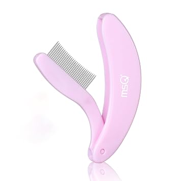 MSQ - Separador de cepillo de peine de pestañas plegable, color rosa