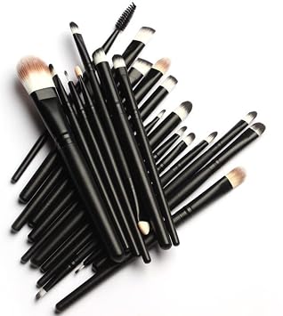 KOLIGHT Juego de 20 brochas de maquillaje profesional, pinceles sintéticos para base, sombra de ojos, rubor, asas negras