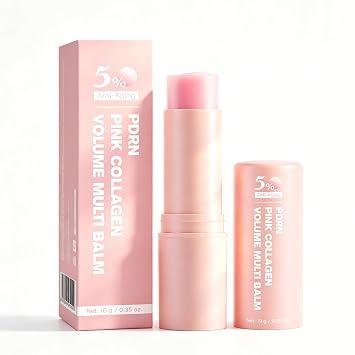 PDRN - Bálsamo múltiple de colágeno rosa, bálsamo coreano en barra para cara con colágeno, humedad de viaje para belleza natural, textura suave de aspecto saludable (1 unidad)