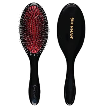 Denman Cepillo de cerdas de jabalí – Suaviza y mejora el brillo para estilos de espalda resbaladiza, definición de rizos y desenredado. Cerdas naturales para todo tipo de cabello, para mujeres y