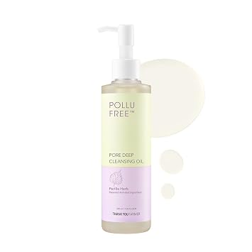 THANKYOU FARMER Pollufree - Aceite limpiador profundo de poros de puntos negros, 7.03 onzas líquidas, limpiador de puntos negros, extractos de hierbas coreanas, limpiador ligero de aceite coreano para