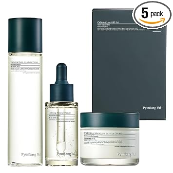 Pyunkang Yul PKY Calming Line - Juego de caja de regalo coreana para el cuidado facial de la piel, esencial para la hidratación diaria con tónico, suero, crema, vegano y libre de crueldad animal