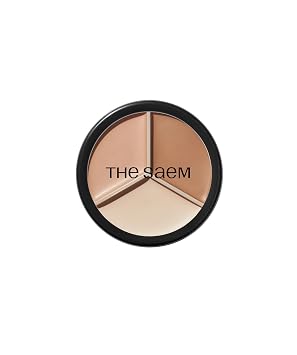 THESAEM - Corrector Triple Pot Cover Perfection - 02 Contour Beige para Contorno Facial 3D - Paleta de Corrector Multi de 3 Colores con Sombra y Resalto - Maquillaje Coreano con Aceite de Almendras