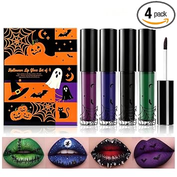 Juego de 4 lápices labiales líquidos mate para Halloween