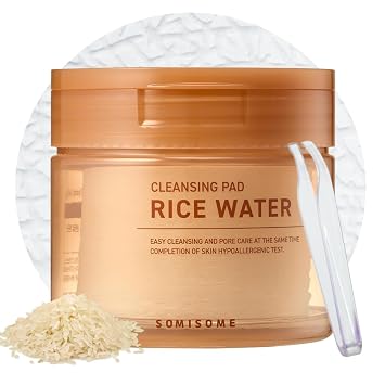 Almohadillas de Limpieza de Agua de Arroz – Toallitas Removedoras de Maquillaje y Almohadillas Tonificantes Coreanas con Centella Asiática, Exfoliante para Eliminar Puntos Negros y Minimizar