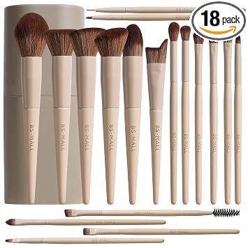 Professional Makeup Brush Set with Travel Case 18 Pcs for Makeup Artists