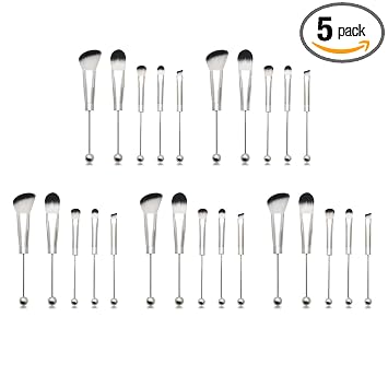 25 brochas de maquillaje con cuentas de silicona, brochas cosméticas de maquillaje, kit de pinceles con cuentas para bricolaje