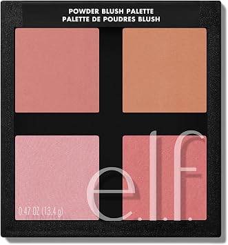 e.l.f. Paleta de rubor en polvo, cuatro tonos de rubor para un pigmento hermoso y duradero, claro