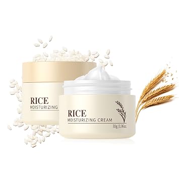 Crema hidratante de arroz, crema facial de ceramida con extracto de ceramida de arroz | Levanta y reafirma la piel, nutre profundamente la calma, repara la barrera de la piel, crema facial antienvejecimiento para todo tipo de piel, 1.06 onzas