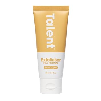 Talent Exfoliante de renovación celular para hombres - Cuidado de la piel coreano, verificado por EWG, exfoliante facial de roca volcánica sin fragancia, todo tipo de piel, 2 onzas líquidas
