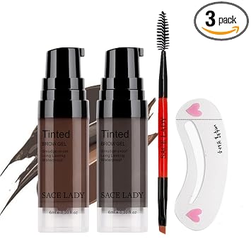 Juego de 2 colores de gel de cejas de larga duración con pinceles para cejas para maquillaje impermeable de cejas, kit corrector de tinte de cejas, crema de cera de color intenso para cejas, 2 x 0.2