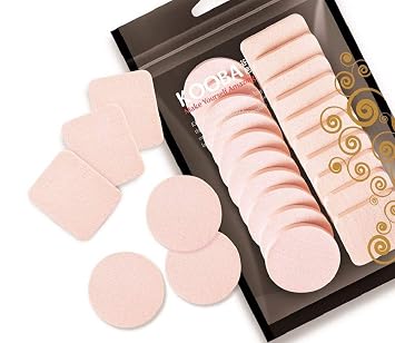 OWLFAVO - 20 esponjas de maquillaje redondas y cuadradas, sin látex, desechables, para belleza, aplicador cosmético, para base impecable, sensible y todo tipo de piel