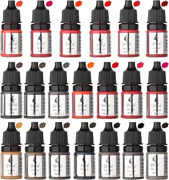 Tinta de tatuaje pigmento permanente para cejas delineador de ojos, labios, suministros de microblading para máquina de cejas, juego de pigmentos para suministros de belleza profesional (20 colores)