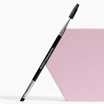 Beauty Junkees Cepillo de cejas en ángulo con carrete, cepillo para cejas y peine con ángulo delgado firme para relleno, tinte, delineador, definidor, moldeador, domador, libre de crueldad animal