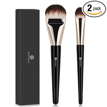 KINGMAS 2 brochas planas para base, brocha de maquillaje coreana, cepillo de contorno corrector en forma de lengua para mezcla de crema líquida