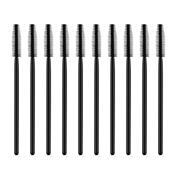Juego de 50 piezas de rímel de cerdas de nailon desechables para pestañas con mango de plástico, varita para cejas, cepillo de extensión de pestañas para niñas y mujeres (negro)