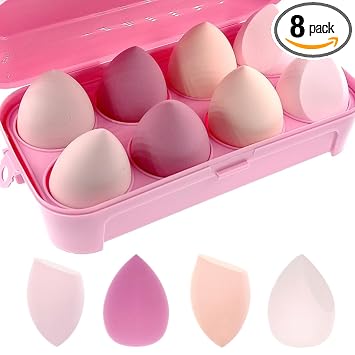 ZHIYE Esponja de maquillaje, esponja de mezcla de maquillaje de belleza, esponja para fundación, esponja correctora, esponjas aplicadoras, 8 unidades
