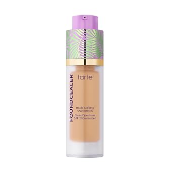 tarte Babassu Foundcealer Base Dewy - Protector solar SPF 20 de amplio espectro, base y corrector en 1 con SPF, maquillaje vegano para el cuidado de la piel con cobertura media radiante modulable