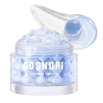 COSNORI Blue Refining Capsule Cream con niacinamida y derivado de péptidos, hidratante facial coreano, hidratación ligera y nutrición para una piel de aspecto saludable, 1.69 onzas líquidas