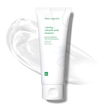 Face Republic Limpiador calmante de ácido salicílico, 3.4 fl oz, 3.38 onzas líquidas, cuidado del acné, espuma de gel de pH bajo, calmante, aclarante, control de aceite, ácido salicílico, centella asiática, árbol de té, lavado facial coreano vegano