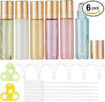 Qeuly - 6 aplicadores de bolas enrollables, botellas enrollables de 0.3 fl oz para aceites esenciales