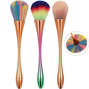 Patelai - 3 cepillos minerales en polvo grandes, diseño de uñas, suave y