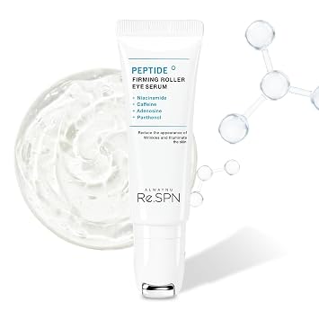 Re.SPN - Suero reafirmante de péptidos para ojos – Para la apariencia de ojos cansados – Cuidado de los ojos hidratante, aplicador de metal Gua Sha refrescante con niacinamida, K-Beauty vegano (0.67