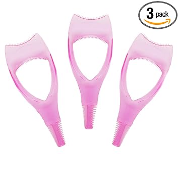 Aplicador de protección de rímel de pestañas superior inferior de maquillaje de plástico con aplicadores de rizadores de pestañas de peine (rosa)