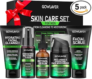 Regalos para hombres, cuidado de la piel para hombres, rutina de cuidado facial hidratante e hidratante para todo tipo de piel, regalos de cumpleaños, padres, San Valentín, para él, papá, novio, marido, rellenos de calcetines de Navidad